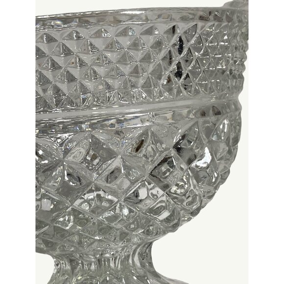 Clear Cut Glass Pedestal Bowl 8" across 7" Tall, Scalloped Edge Vintage - Picture 7 of 14